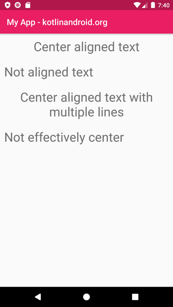 Android TextView - Center Align Text - Example