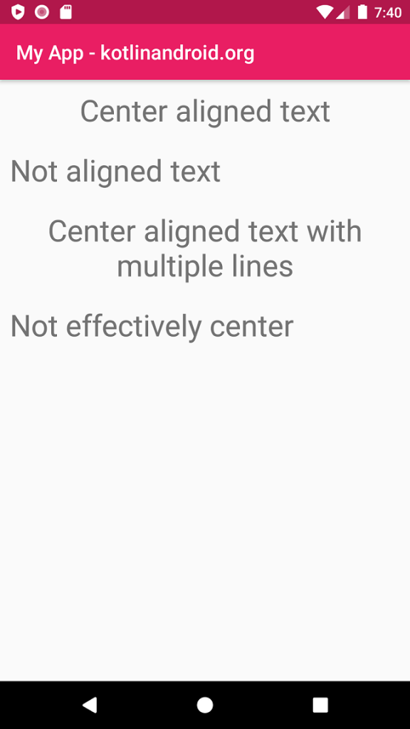 Android TextView – Center Align Text – Kotlin Android Tutorials