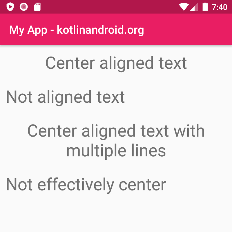 Android TextView – Center Align Text – Kotlin Android Tutorials