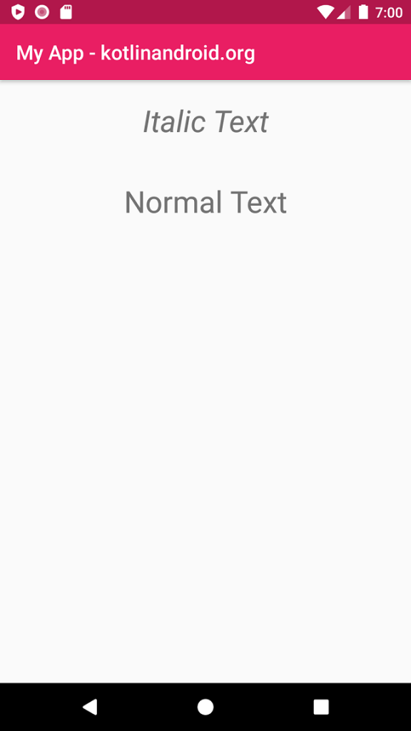 Android TextView - Italic Text - Example