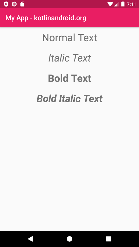 Android TextView - Text Style - Example