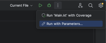 IntelliJ IDEA, Run with Parameters...