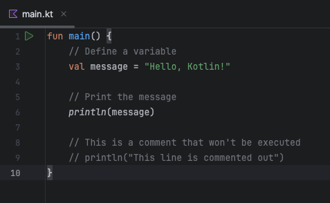 Single-Line Comments used for commenting code
